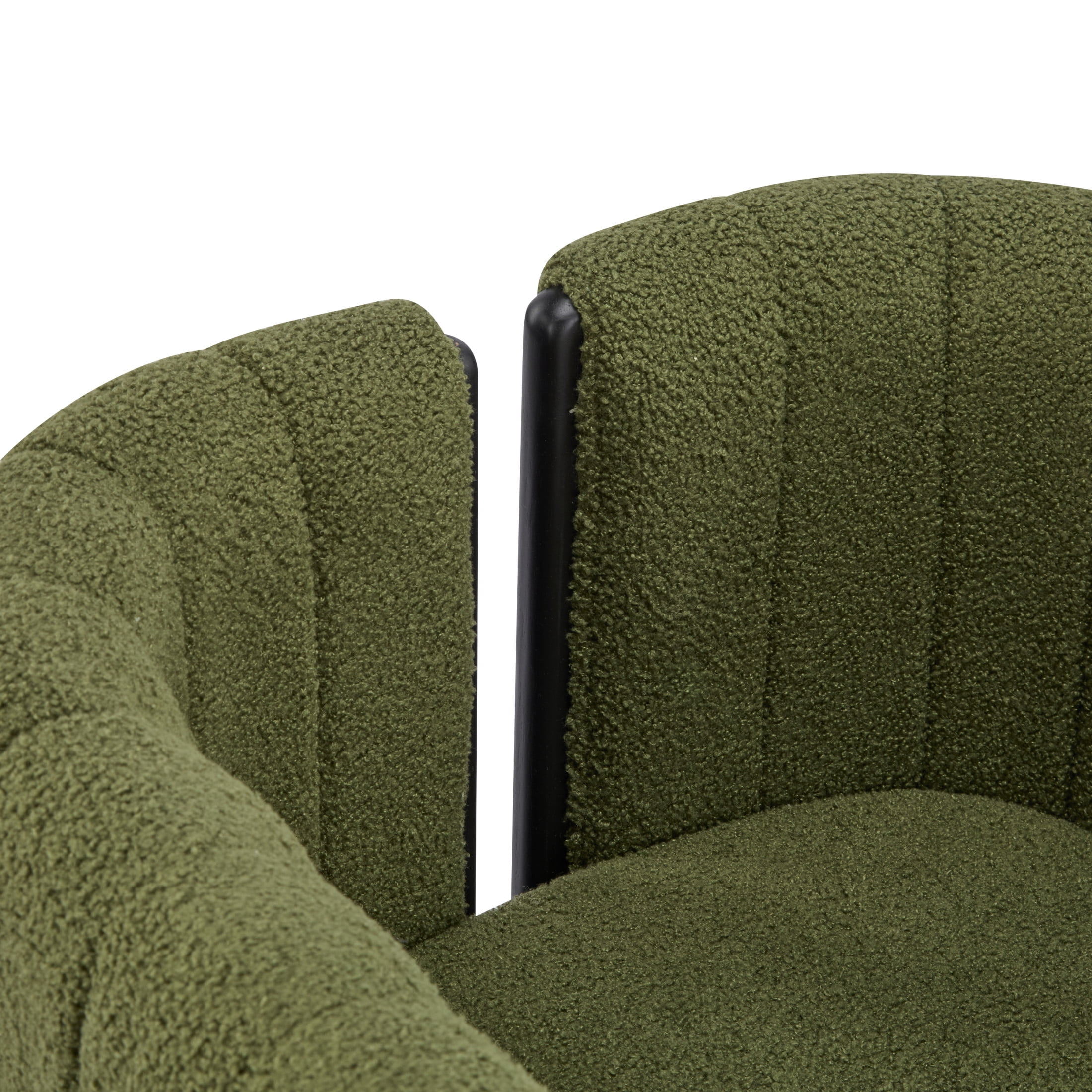 Christopher Knight Home Set of 2 Modern Accent Dining Chairs, Olive Green Boucle Upholstery, Black Wood Frame