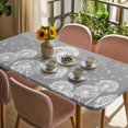 thumbnail image 3 of White Dandelion Table Cloths for 5 Foot Rectangle Tables, Spring Plants Flowers Vintage Gray Patio Waterproof Elastic Fitted Tablecloths, Washable Rectangular Table Cover for Camping, 3 of 8
