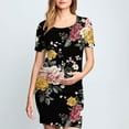 thumbnail image 2 of Taqqpue Women's Maternity Dress Short Sleeve Crew Neck Bodycon Wedding Guest Pregnancy Dresses Printed Fitted Stretch Maternity Clothes Summer Boho Baby Shower Photoshoot, 2 of 6