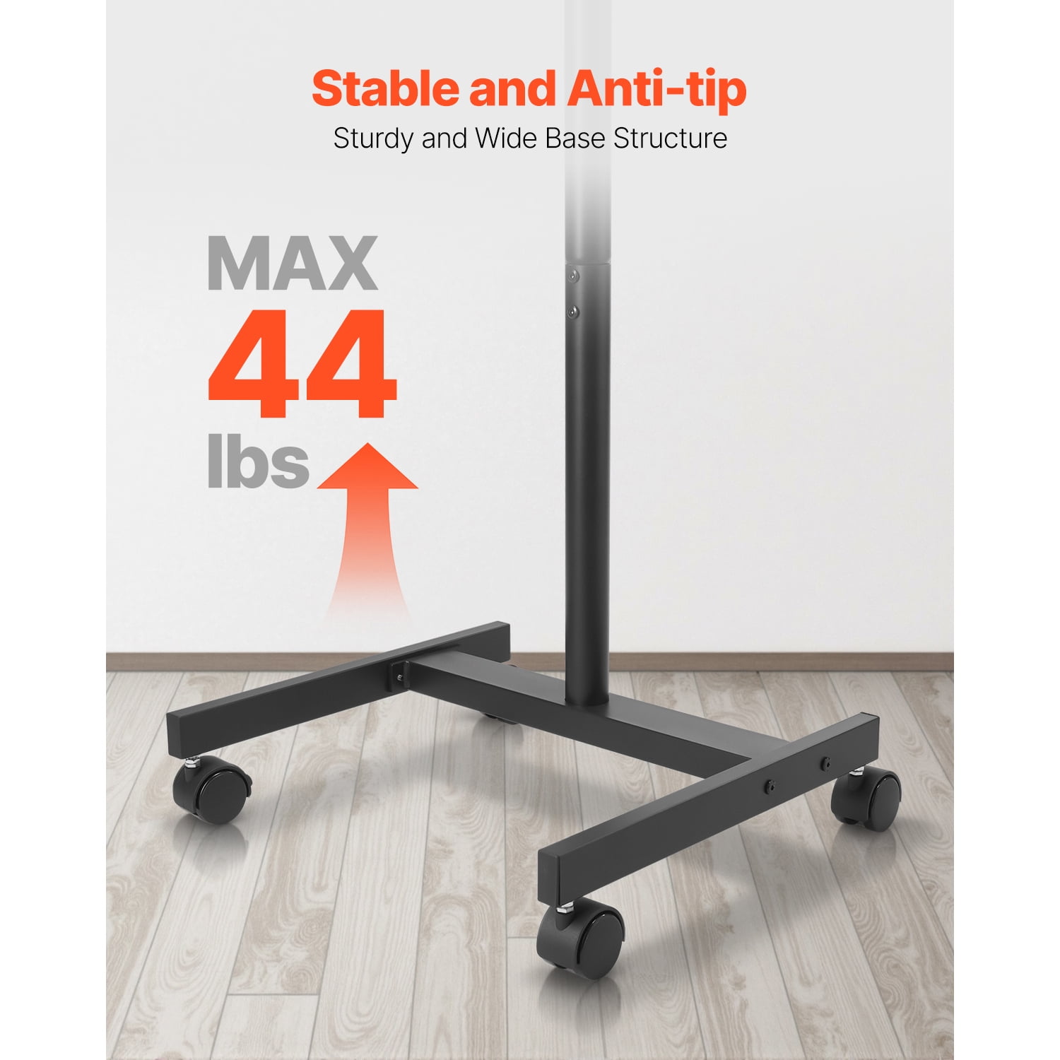 KFFKFF Rolling TV Stand, Mobile Cart for 17-55 Inch Screens, Adjustable Orientation, Portable Stand with Wheels Supports up to 44 lbs for Home, Office, Outdoor Use, Max VESA 200x200mm