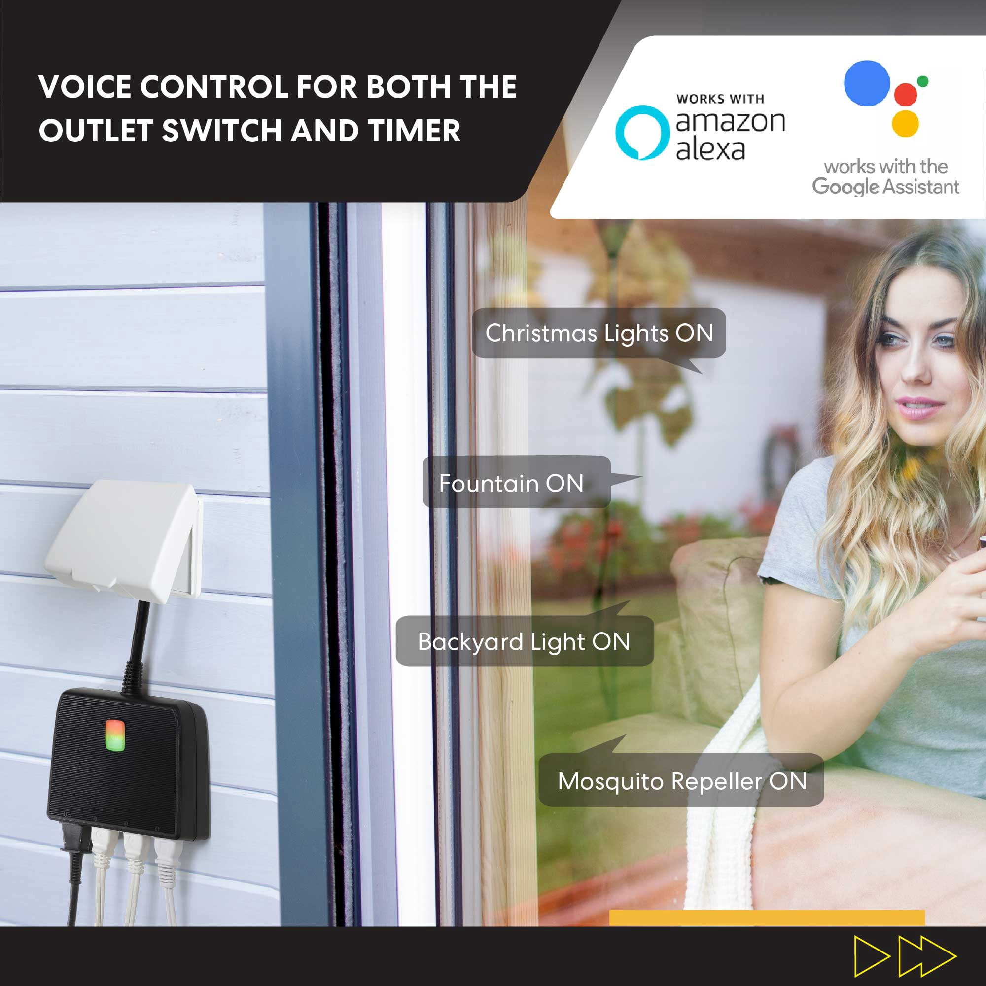SNAP INVENT Smart Plug Waterproof Outdoor Electrical Outlets with Alexa, Google Assistant- 4 Sockets