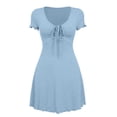 thumbnail image 4 of Lace Mini Dress Cap Sleeve Tie Front Square Neck A Line Cute Short Graduation Dresses for Women 2026 Summer, 4 of 7