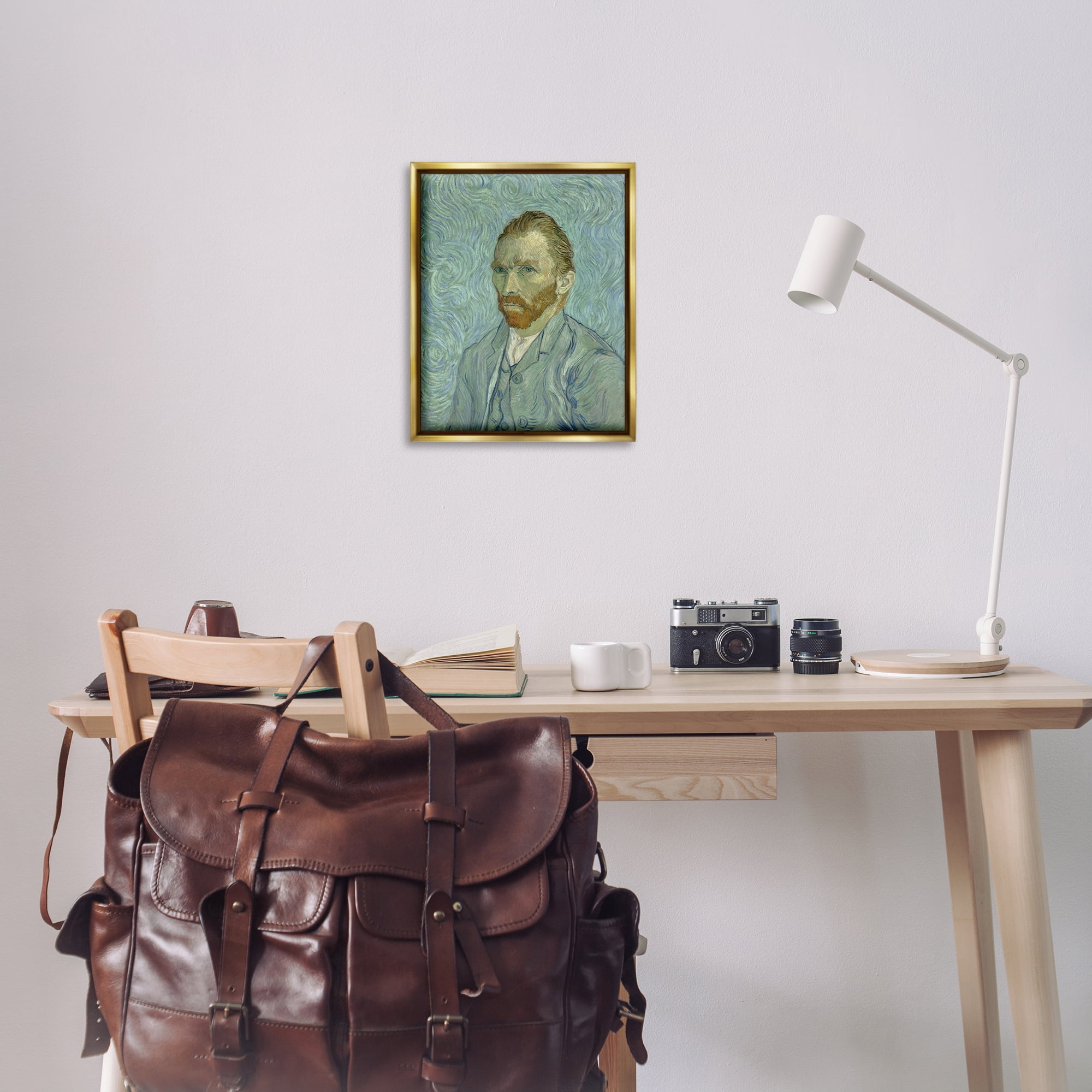 Stupell Industries Van Gogh Classic Self Portrait People Painting Gold Floater Framed Canvas Art Print Wall Art, 17 x 21