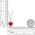 thumbnail image 2 of Gem Stone King 18K Rose Gold Plated Silver Pendant with Chain Heart Shape Red Created Ruby and Moissanite (8.44 Cttw), 2 of 3
