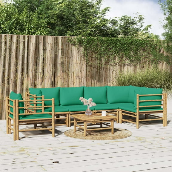 vidaXL Garden Lounge Set Natural brown Bamboo Sectional Modular