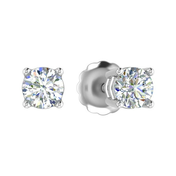 0.40 Carat 4-Prong Diamond Stud Earrings in 14K White Gold (With Screw-back) (I1-I2 Clarity)