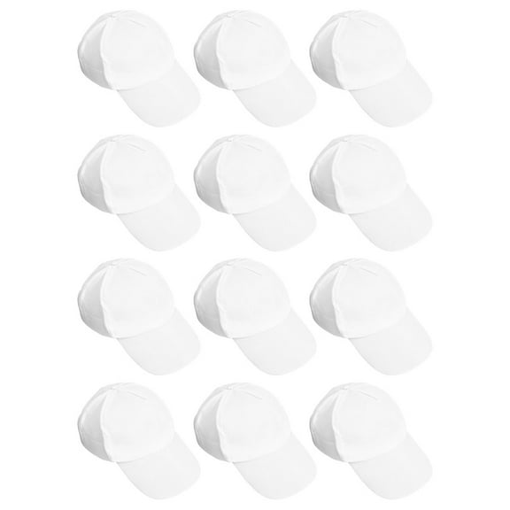 OUNONA 12Pcs Blank White Baseball Caps Cotton Material Ideal for Graffiti and Outdoor Activities