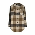 thumbnail image 3 of Elabch Plaid Flannel Shirts for Women Casual Lapel Button Down Long Plaid Shirt Coat Tartan Shacket Jacket Brown XL, 3 of 6