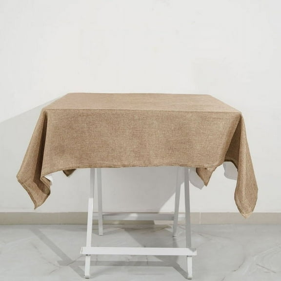 Balsa Circle 54" x 54" Natural Square Faux Burlap Tablecloth Reception Catering Decorations
