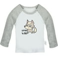 thumbnail image 2 of iDzn Little Wolf Funny T shirt For Baby, Newborn Babies T-shirts, Infant Tops, 0-24M Kids Graphic Tees Clothing (Long Gray Raglan T-shirt, 12-18 Months), 2 of 5
