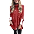 thumbnail image 2 of Baqcunre Women's Fashion Turtleneck Solid Color Sweater Loose Pullover Shawl Sweater Womens Tops Fall 2023 Turtle Neck Sweaters for Woman Winter Sweaters for Women Womens Sweaters Red 3Xl, 2 of 5