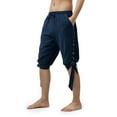 thumbnail image 3 of Men Casual Shorts Retro Lightweight Baggy Knee Length Pants Summer Drawstring Beach Lounge Shorts with Pockets, 3 of 3