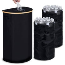 26 Gallon Recycling Bin with 2 Removable Inner Bags, 100L Tall Recycle Container for Indoor Outdoor Home Use, Plastic Bottle Can Recycling Storage, Black Waste Management Bin, Compact Design