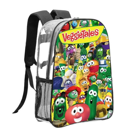 Veggietales Pattern Transparent Backpack Lightweight And fashionable Showcasing Personality And Leading The Trend