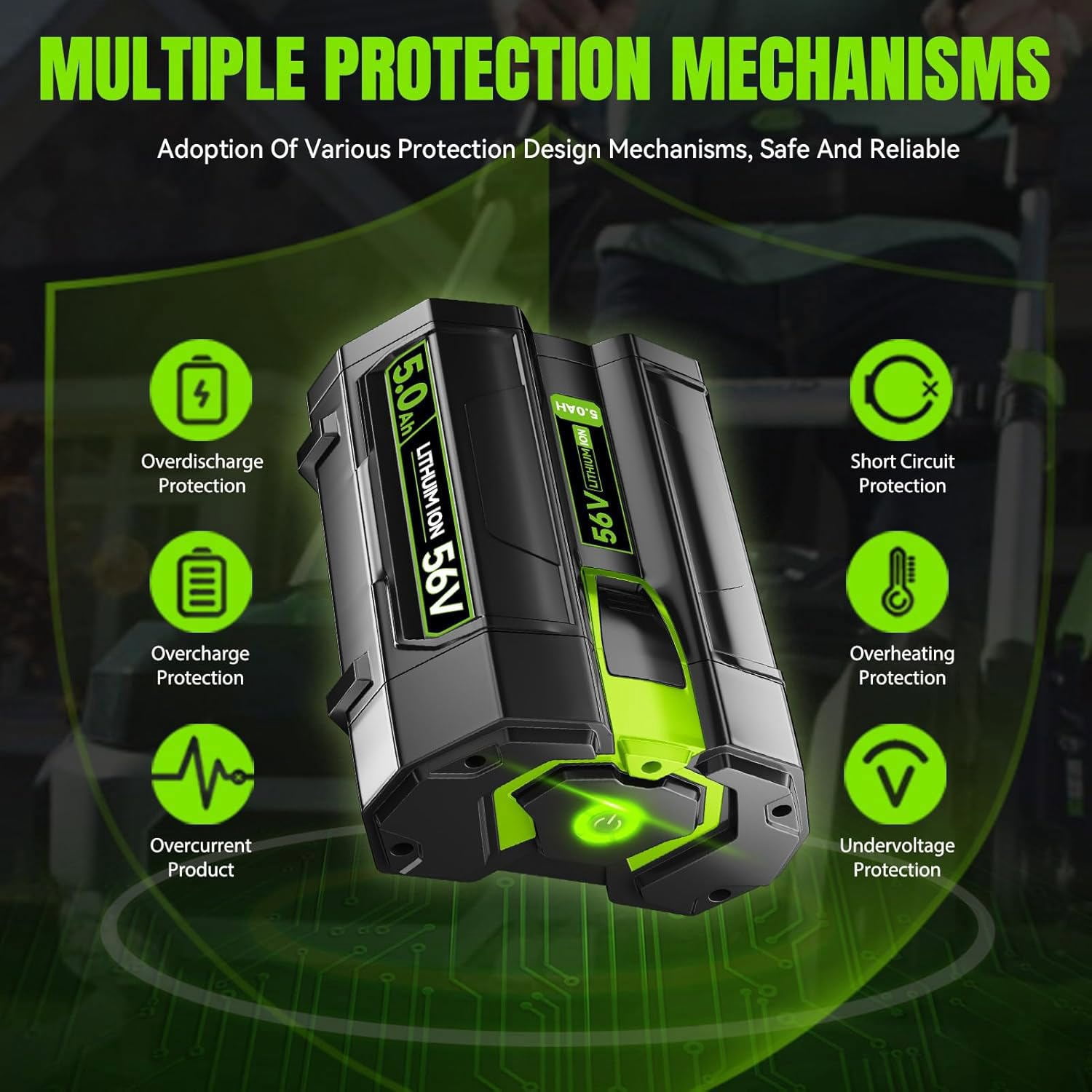 56V 5.0Ah Upgraded 2Pack Battery Replacement for EGO 56V Battery，5000mAh Rechargeable Battery Compatible with EGO 56 Volt Power Tools BA5600T, BA1400T, BA4200T, BA4200, BA2240, BA2800, BA1400