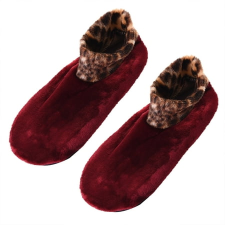 

TIANEK Autumn And Winter Children S Leopard Print Floor Double Layer Plus Velvet Thickening Non-Slip Warmth Not Down Velvet Yoga Dance Womens No Show Socks Size 7-9