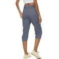 thumbnail image 6 of Miqool Women's Capri Sweatpants Loose Fit Drawstring High Waisted Athletic Running Cropped Joggers Summer Casual Lounge Pants with Pockets, 6 of 9