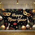thumbnail image 6 of Gold Theme New Year Banner Champagne Design Happy New Year Banner Golden Stars Red Ribbon Celebration Banner for New Year Party Holiday Celebration Indoor Party, 6 of 9