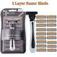 thumbnail image 2 of 3-layer Stainless Steel Blade For Daily Face Care Men Razor Washable For Travel For Home Shaver Manual Shave Razors, 2 of 6