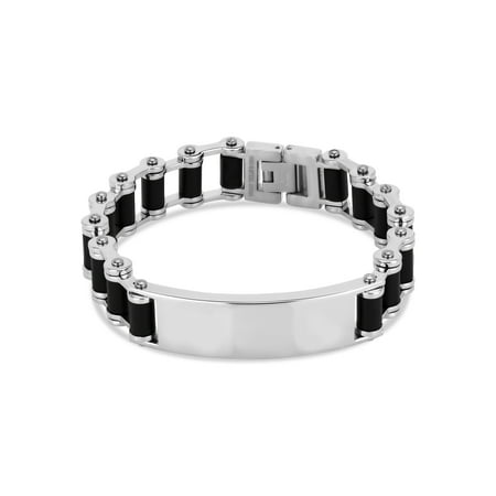 316L Stainless Steel Black Ion Plated Bicycle Link ID Bracelet,