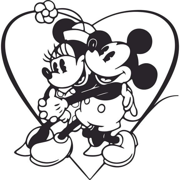 and Minnie Mouse Heart Customized Name Wall Decal - Custom Vinyl Wall Art - Personalized Name - Baby Girls Boys Kids Bedroom Wall Decal Room Decor Wall Stickers Decoration Size (30x27 inch)