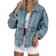 thumbnail image 4 of Pyhlmscde Women's Loose Fitting Versatile Denim Jacket, Denim Jacket for Women, Fall Clothes, Womens Tops, 4 of 6