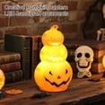 thumbnail image 4 of Stacked Jack-O’-Lantern Pumpkin Decoration – 3-Tier Light-Up Halloween Gourd Plastic – Indoor/Outdoor Fall Decor with Happy Ghost Faces – Cute Pumpkin Tower for Porch Tabletop, 4 of 6