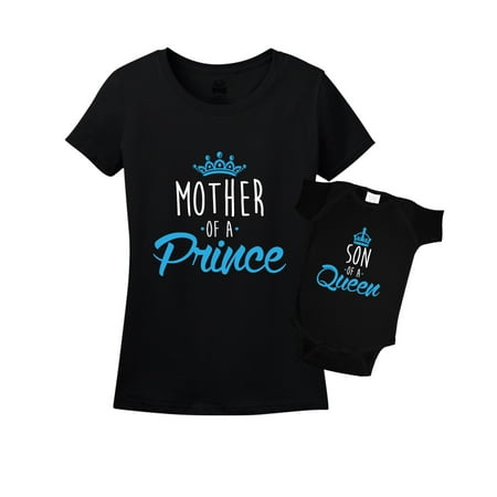 Mother of a Prince & Son of a Queen Mommy And Me Matching Set Shirt Bodysuit Clothing