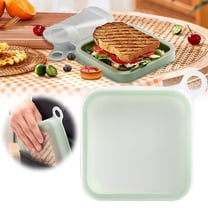 10 PC Reusable Silicone Sandwich Container with Lid,Freezer Safe Lunch Box for Meal Prep, Food Storage, BPA-Free and Dishwasher Safe, silicone lunch container, food storage box,Green,1PC