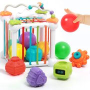 Sunrad Shape Sorting Cube Baby Shape Sorter Toys for 6 Months Plus, Baby Sensory Toys for 12 Months Montessori Toddler Baby Toys for age 1-2, 1st Birthday Gifts for Baby Boys Girls Infant toys