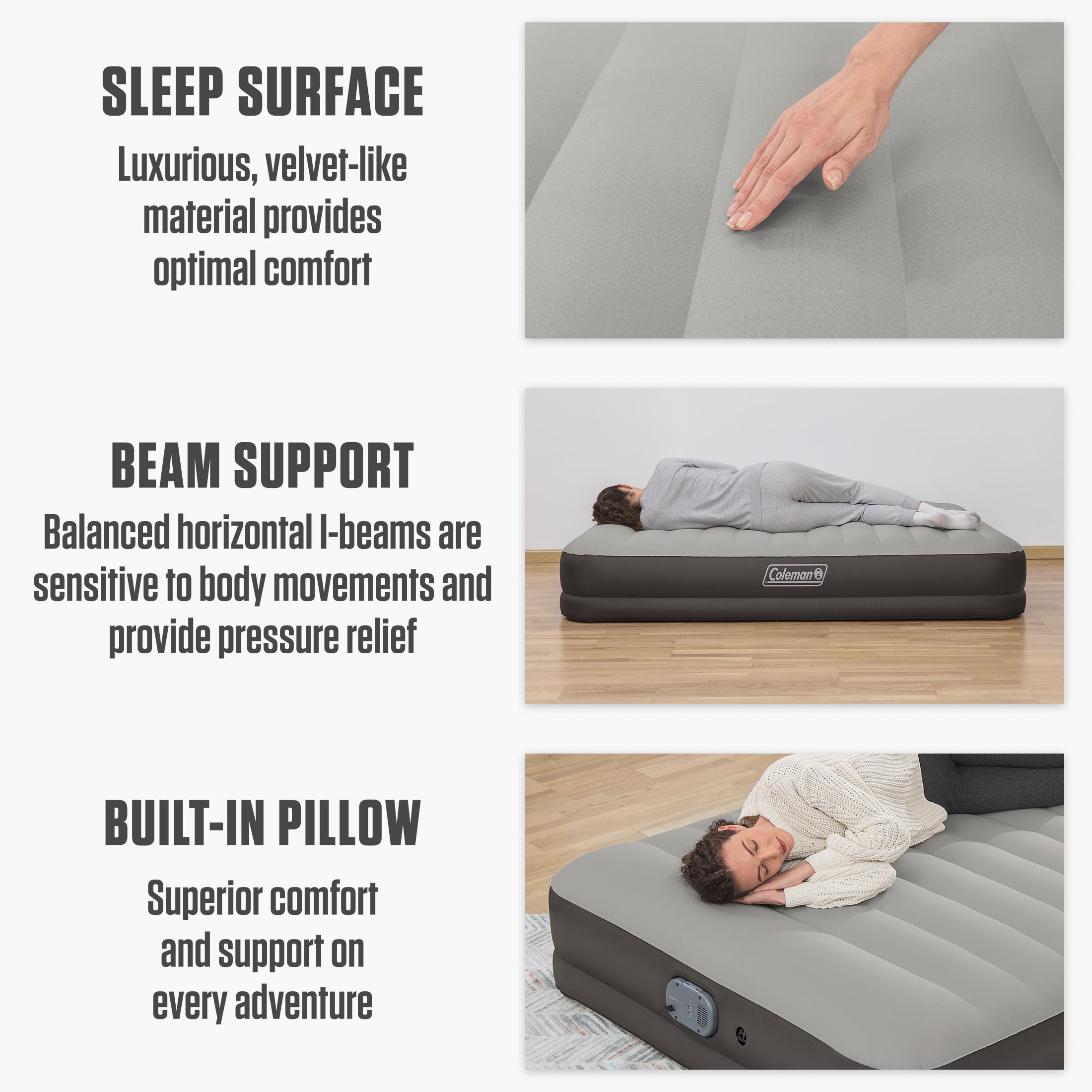 Coleman AlwayzAire Tough Guard Air Mattress Queen 14" with Rechargeable Dual Pump
