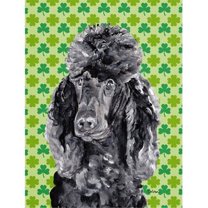 Black Standard Poodle Lucky Shamrock St. Patricks Day Flag Garden Size
