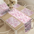 thumbnail image 2 of Ambesonne Flower Table Runner & Placemats, Rose Botanical Beauty, Placemat 4 pcs + Runner 12"x72", Pale Pink Lilac White, 2 of 2