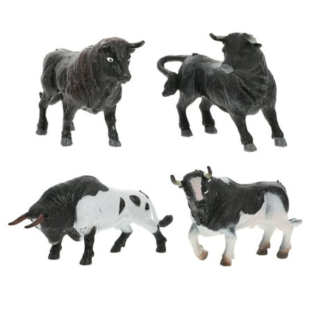 

NUOLUX 4Pcs Mini Simulation Cow Adornments Wild Animals Ornaments Children Cow Toys