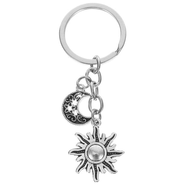 Llavero de metal con diseño de luna y sol para amigos, ideal para llaves, bolsos, teléfonos, monederos, mochilas, llaveros de coche, joyería.