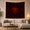 Red Pumpkin, variant on Anthropomorphic Sun and Moon Face Against Black, Mystical Illustration for Occult Enthusiasts, Sacred Geometry Decor, Halloween Gift, Tapestry Wall Hanging for Bedroom and Living Room