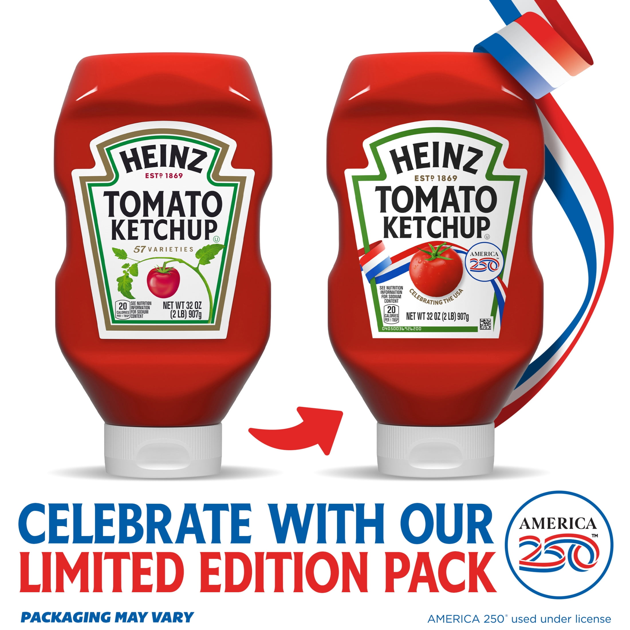 Heinz Tomato Ketchup Inverted Squeeze Bottle, 1 Bottle, for Easy Sharing and Easy Serving, 32 oz