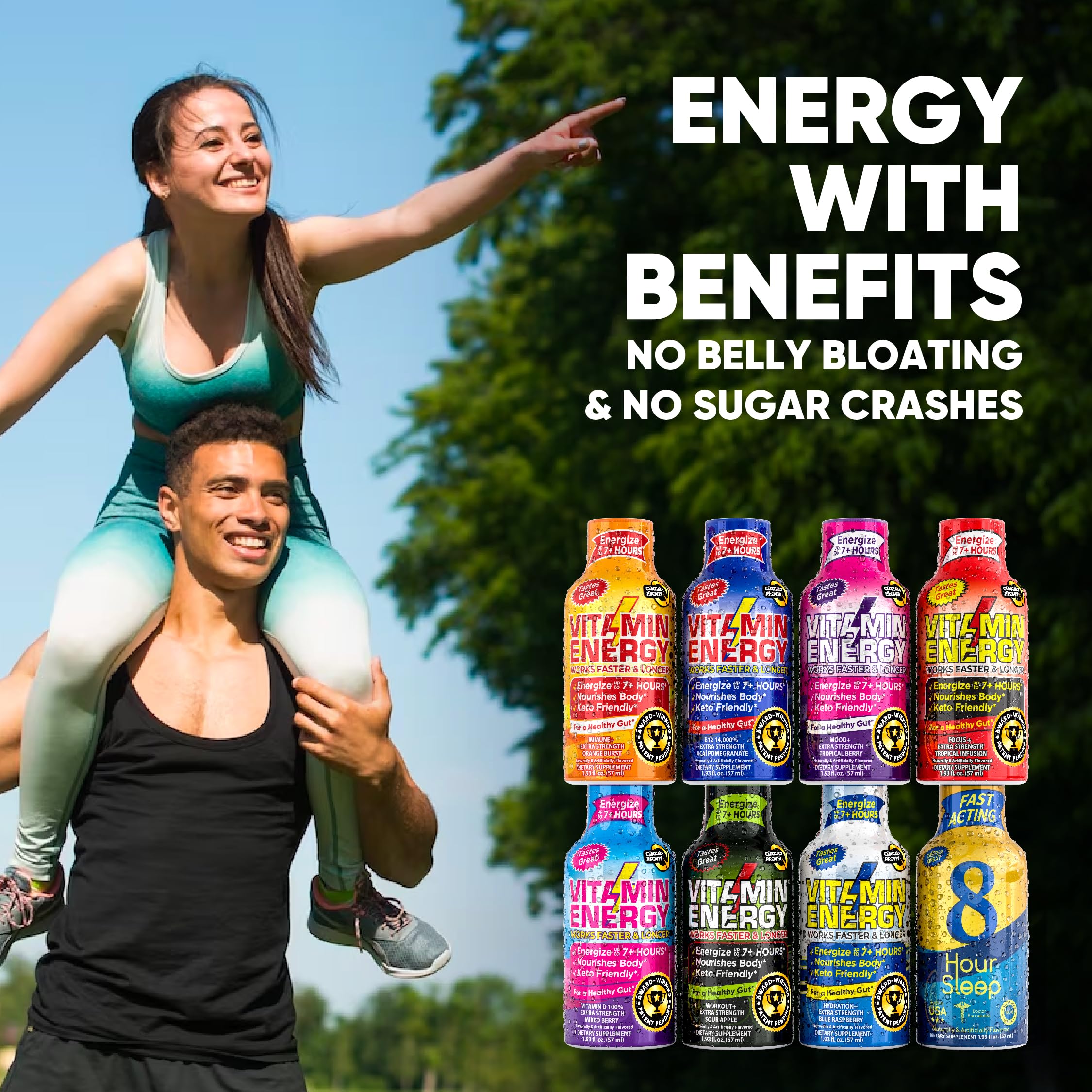 Vitamin Energy Extra Strength Shot Variety Pack, 12 Pack – 260mg Natural Caffeine, Multi-Functional Energy, Focus, Hydration & Immune Support, Zero Sugar, 1.93 fl oz