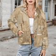 thumbnail image 3 of Jackets for Women Winter Coat Jackets Flannel Stand Collar Jacket(Beige Bamboo Collage Pattern Design,Size:S-4XL), 3 of 7