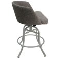 thumbnail image 2 of Swivel Tilt Counter Metal Bar Stool 26" - Joey - Mojave Gray Fabric - White, 2 of 2