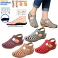 thumbnail image 5 of Penkiiy Closed Toe Sandals Women: Summer Dressy Wedge Sandal Comfortable Hollow Out Sandals 35 Gray, 5 of 5