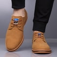 thumbnail image 5 of Men's Turquoise Suede Casual Oxford Shoes - Lightweight Lace-Up Dress Shoes, 5 of 9