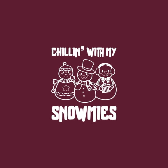 Vinyl Wall Art Decal - Chillin' With My Snowmies - 20" x 17" - Holiday Christmas Season Trendy Seasonal Quote Sticker For Family Home School Kids Room Living Room Door Decor