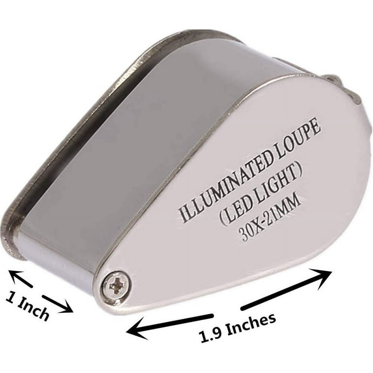 30X Jewelers Loupe Magnifying Jewelry Loop Magnifier Light LED Pocket Eye  Glass