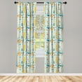 thumbnail image 3 of Ambesonne Hawaii Curtains, Surfer Summer Ice Cream Art, Pair of 28"x95", Pale Blue and Multicolor, 3 of 5