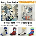 thumbnail image 5 of WAFUNNE 20 Pairs Baby Socks Boy Girl Cotton Socks Wholesale for Infant Toddler Kids Children (Pattern at Random) Boy 0-12 Months, 5 of 6