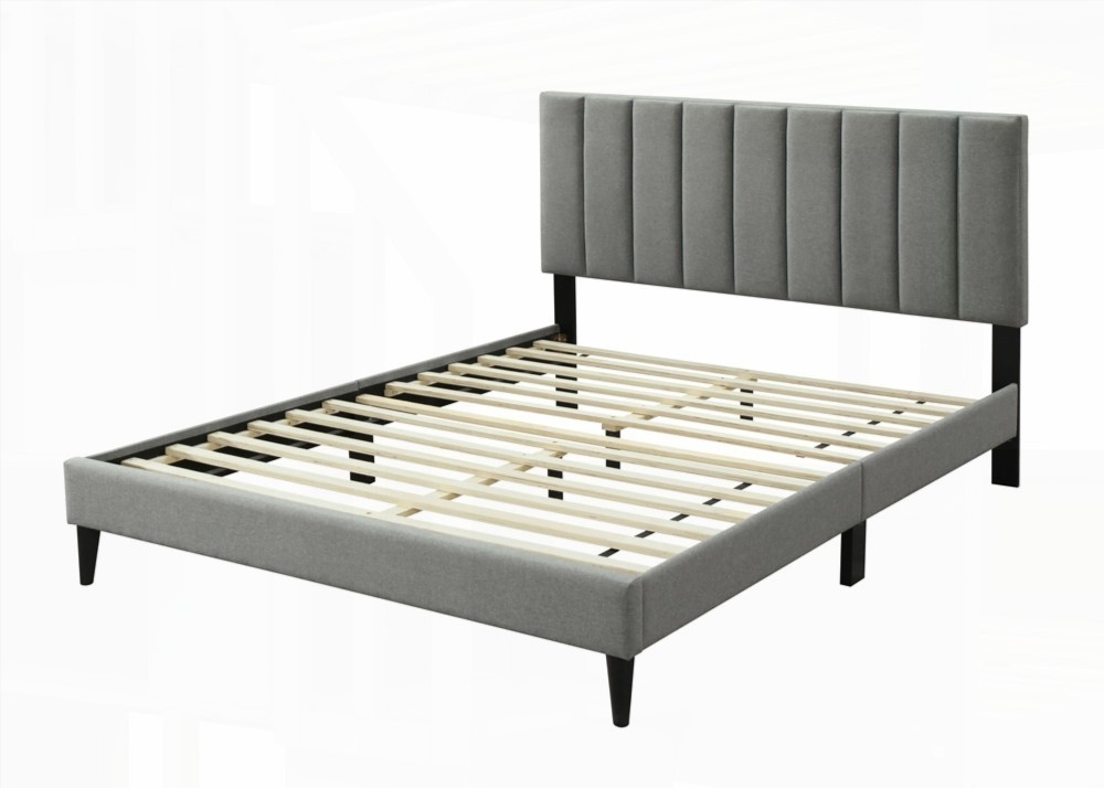 King Size Metal Platform Bed Frame No Box Spring Gray for Master Bedroom