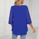 thumbnail image 5 of Blusa de retales de encaje con cuello en V y media manga para mujer, holgada y transpirable para primavera y verano, azul XL, 5 of 8
