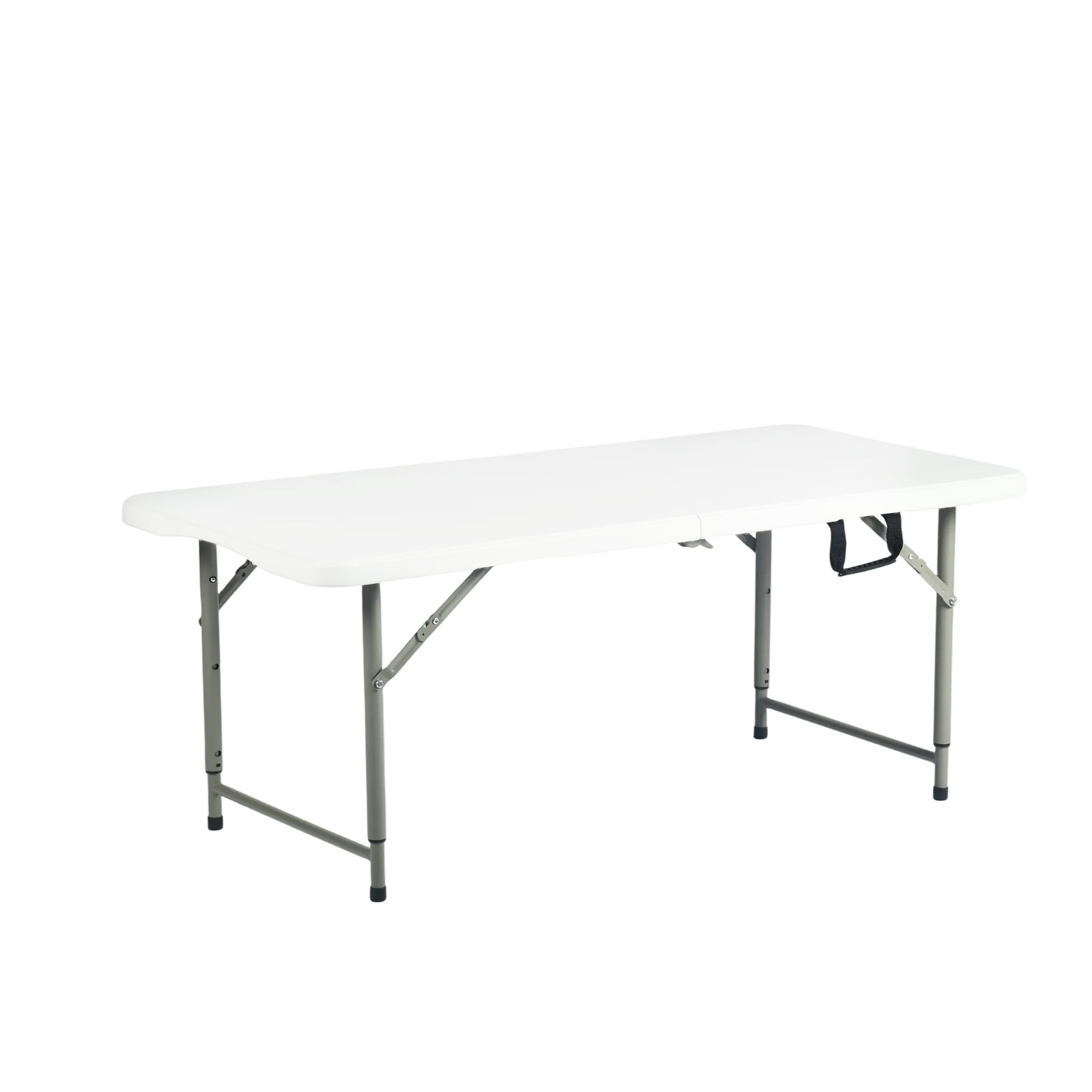 4 Foot Rectangular Folding Table, 4 Height Adjustable Portable Table with Handle, Sturdy Foldable Table for Indoor Outdoor Events Parties BBQ