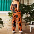 thumbnail image 5 of BOMYJESK Women Halloween Jumpsuits Jack O Lantern Sleeveless Overall Jumpsuit Boho Baggy Overalls Orange L, 5 of 7